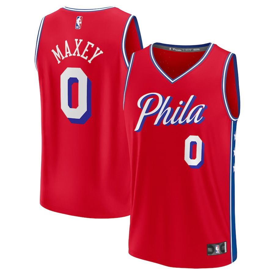Men Philadelphia 76ers #0 Tyrese Maxey Fanatics Branded Red 2022-23 Fast Break Replica Player NBA Jersey